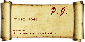 Prusz Joel névjegykártya